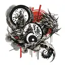 samurai yin yang tattoo design idea