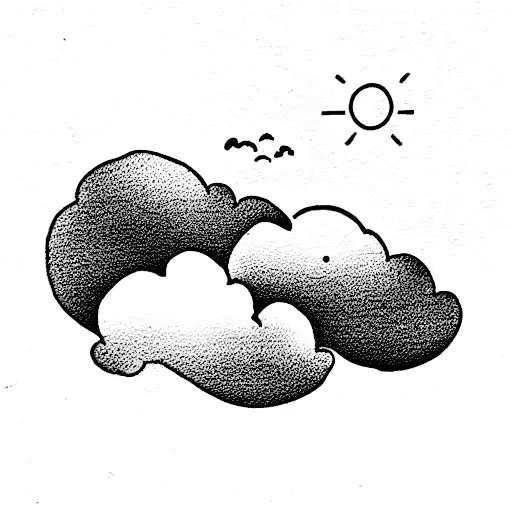 angels in clouds tattoo design idea