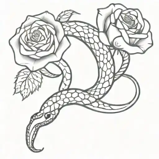 snake and rose intertwined and has Valeria written in cursive  tattoo design idea