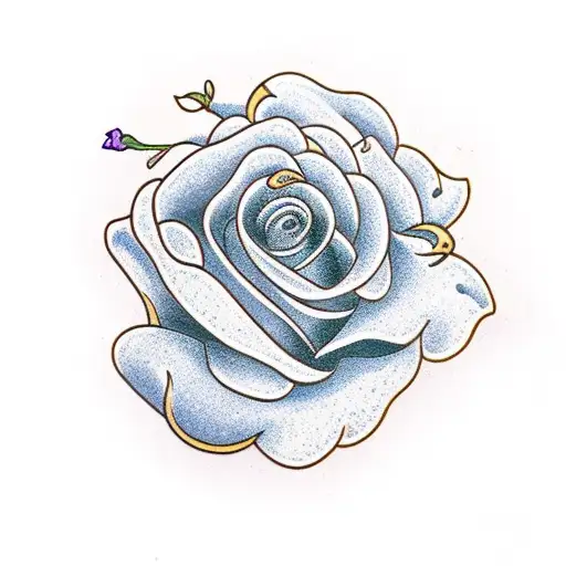 purple rose with the name aria rose  tattoo design idea