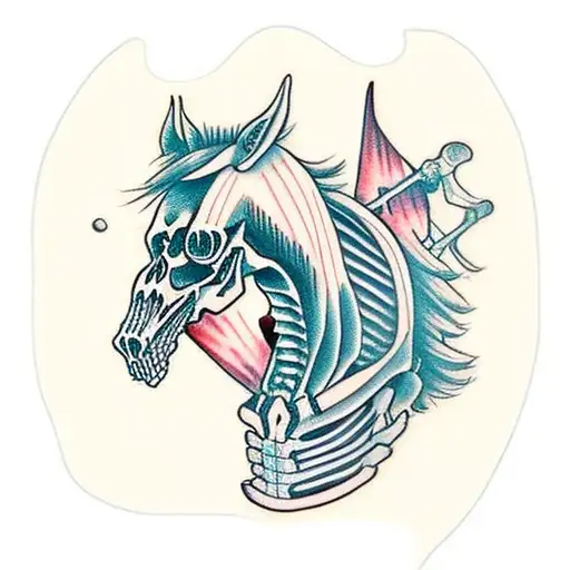 skeleton riding a horse tattoo design idea
