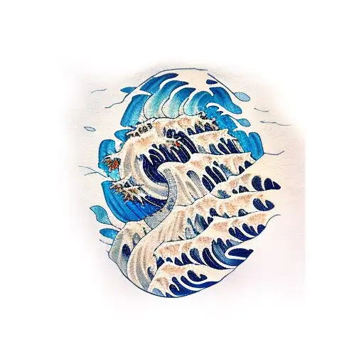 Oni Mask, the great wave off kanagawa, akatsuki cloud tattoo design idea