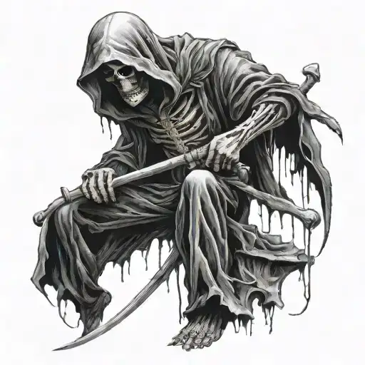 grimreaper under a suicide tattoo design idea