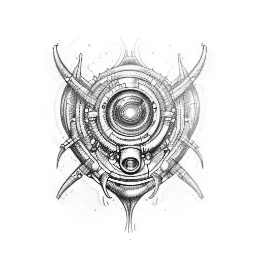 neotribal monster biopunk tattoo design idea