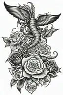 Scorpion, rose , wings , angel falling tattoo design idea