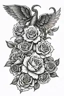 Scorpion, rose , wings , angel falling tattoo design idea