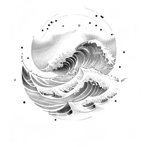 Ocean Wave with a light bulb tattoo design idea