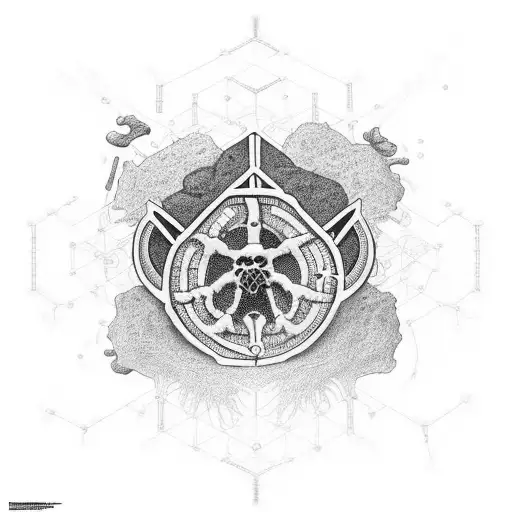 Biological hazard sign incorporating elements of chemistry and biology tattoo design idea