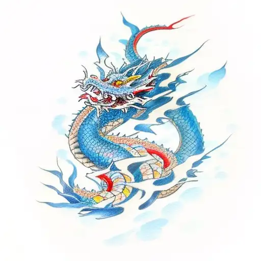 water colour lung Dragon tattoo design idea