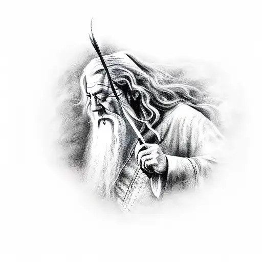 Gandalf smoking pipe tattoo design idea