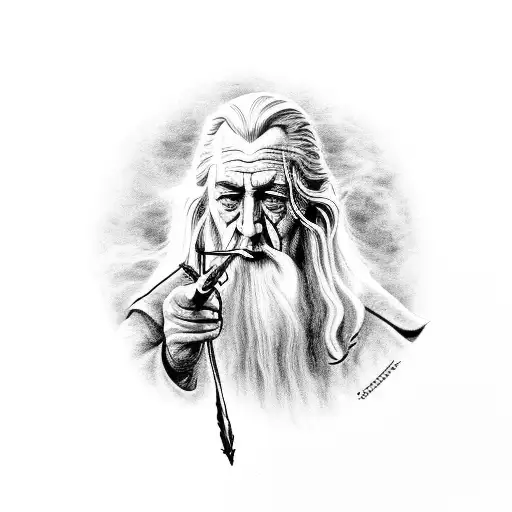 Gandalf smoking pipe tattoo design idea