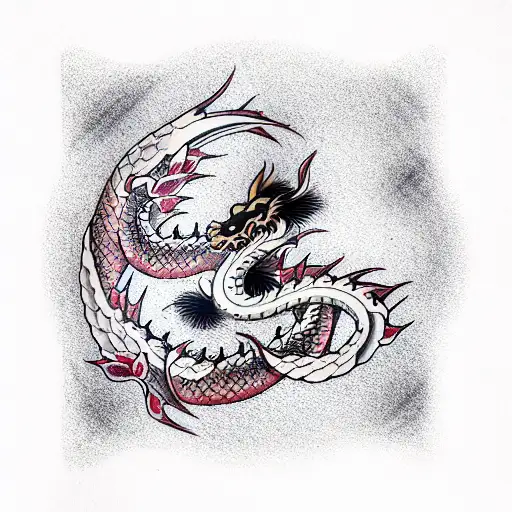 Japanese Cherry Blossom Dragon Tattoo Idea  BlackInk