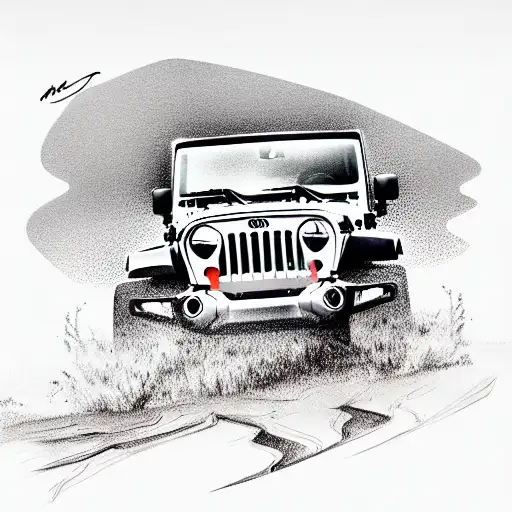 Sketch Jeep Wrangler Tattoo Idea  BlackInk