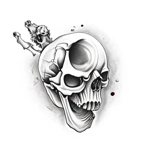 bloody skull on hand tattoo design idea