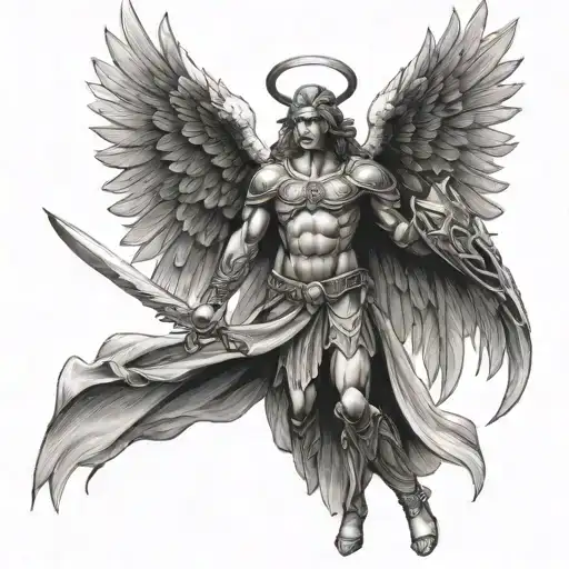 angel warrior  tattoo design idea