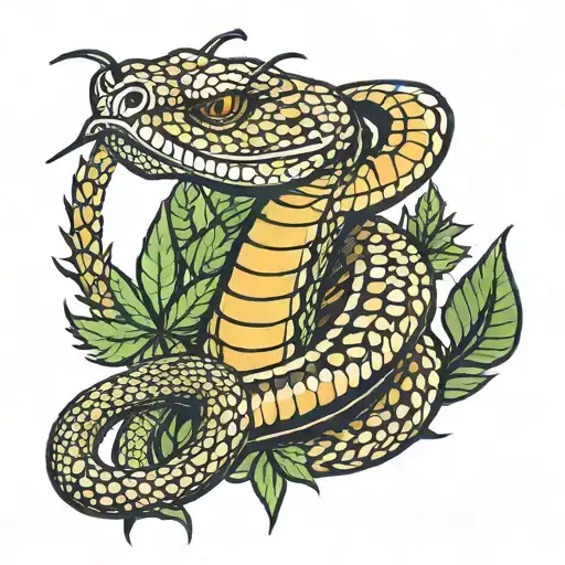 king cobra marijuana leaves tattoo design idea