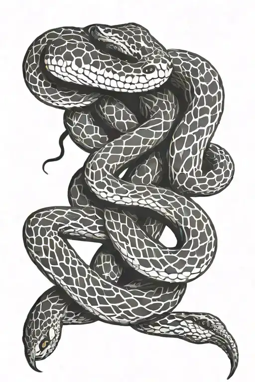 black and white snakes intertwined tattoo design idea