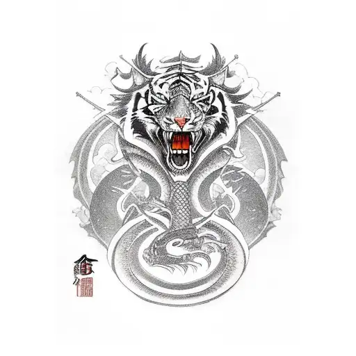 sword, dragon,tiger, falcons,tree,alien, sci-fi  tattoo design idea