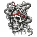 armband tattoo sculll, 2 rings and tentacles tattoo design idea