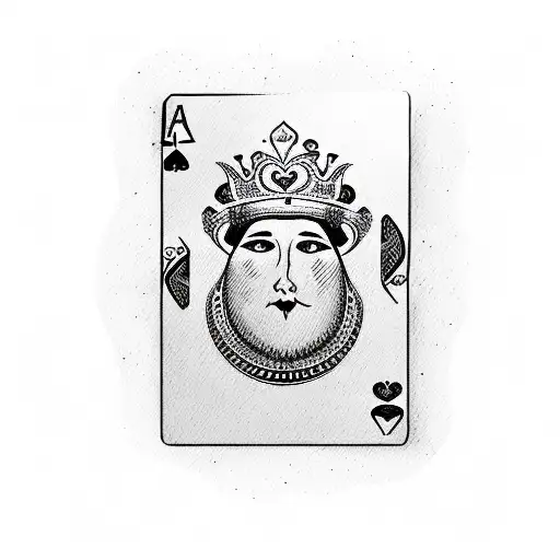 Sketch-style King of hearts with a deck of cards as background tattoo design idea