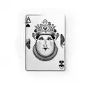 Sketch-style King of hearts with a deck of cards as background tattoo design idea