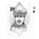 Sketch-style King of hearts with a deck of cards as background tattoo design idea