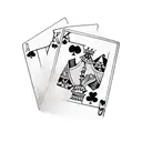 Sketch-style King of hearts with a deck of cards as background tattoo design idea