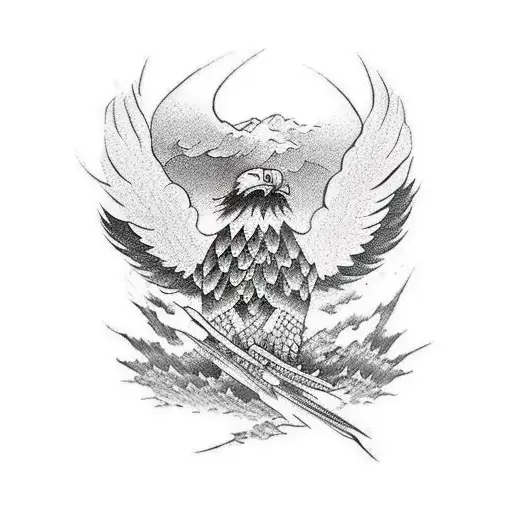 Eagle holding a joint tattoo design idea