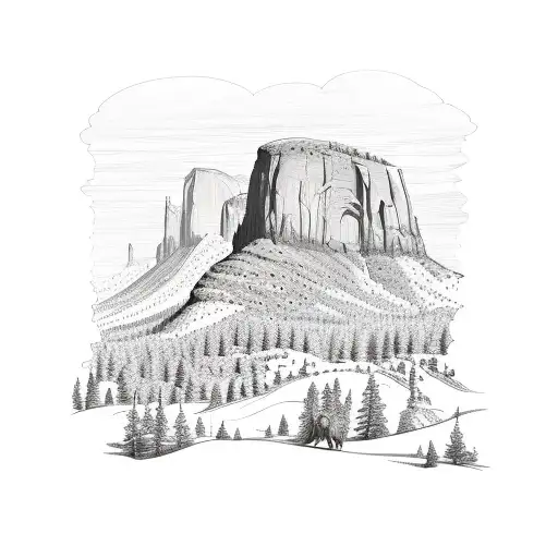 Yosemite National Park & Monument Valley tattoo design idea