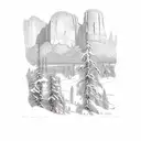 Yosemite National Park & Monument Valley tattoo design idea