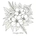 August October November birth flower bouquet tattoo design idea