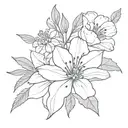 August October November birth flower bouquet tattoo design idea