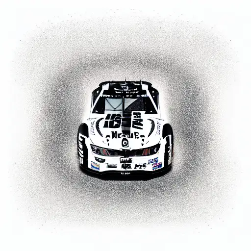 black and white  nascar car with no background tattoo design idea