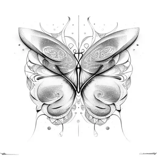 Deconstructed medium-sized butterfly with fine lines tattoo design idea