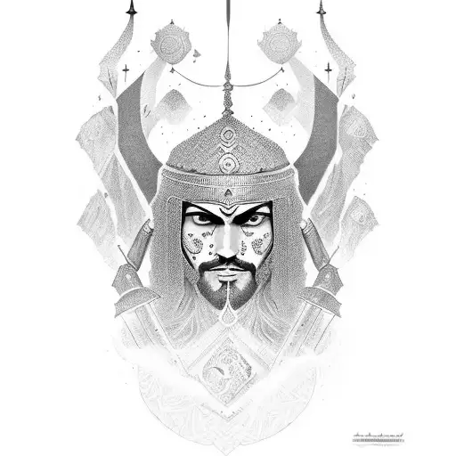 persian warrior with farsi  tattoo design idea