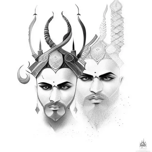 persian warrior with farsi  tattoo design idea