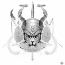 persian warrior with farsi  tattoo design idea