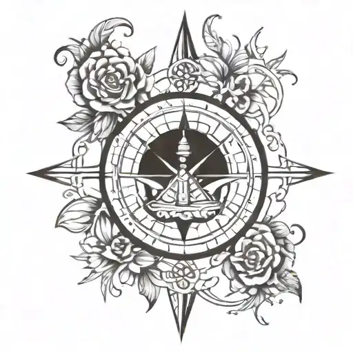 A compass rose with the initials of the client and their best friend as the cardinal points tattoo design idea