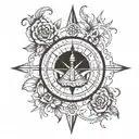 A compass rose with the initials of the client and their best friend as the cardinal points tattoo design idea