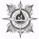 A compass rose with the initials of the client and their best friend as the cardinal points tattoo design idea
