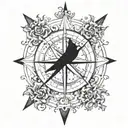 A compass rose with the initials of the client and their best friend as the cardinal points tattoo design idea