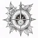 A compass rose with the initials of the client and their best friend as the cardinal points tattoo design idea