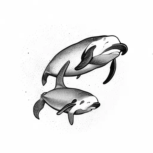 Orcas going around knee tattoo design idea