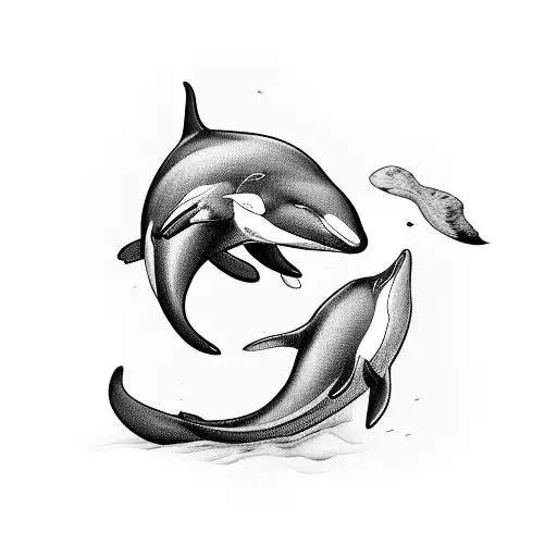 Two orcas tattoo design idea
