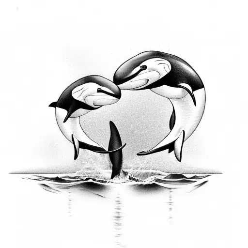 Two orca whales tattoo design idea