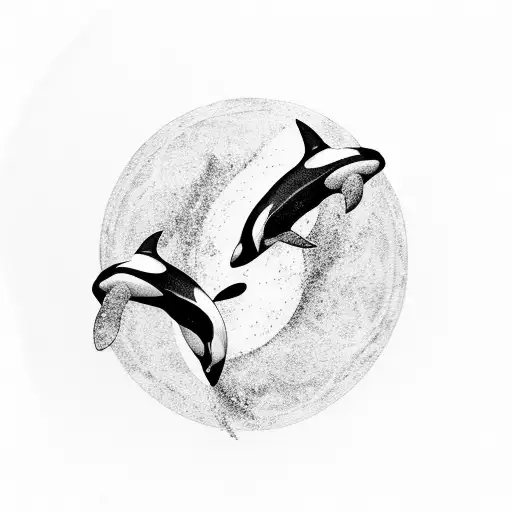 Two orca whales making a circle tattoo design idea