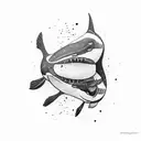 Orcas going around knee tattoo design idea