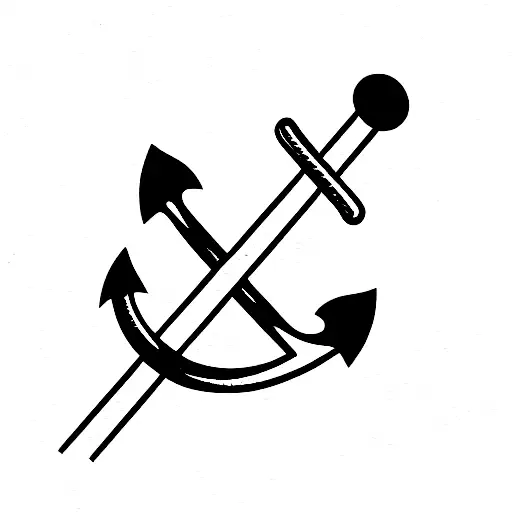 an anchor with dumbbell tattoo design idea