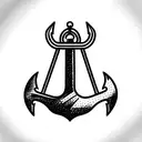 an anchor with dumbbell tattoo design idea