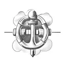 an anchor holding a dumbbell with rope doodle tattoo design idea